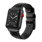 For Apple Watch Series 7 41mm / 6 & SE & 5 & 4 40mm / 3 & 2 & 1 38mm Nail Style Leather Retro Wrist Strap(Black) - 1