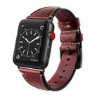 For Apple Watch Series 7 41mm / 6 & SE & 5 & 4 40mm / 3 & 2 & 1 38mm Nail Style Leather Retro Wrist Strap(Wine Red) - 1