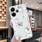 For Xiaomi Redmi 13 4G Colored Drawing Pattern Transparent TPU Phone Case(White Flower) - 2