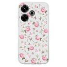 For Xiaomi Redmi 13 4G Colored Drawing Pattern Transparent TPU Phone Case(Pink Floral) - 3