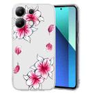 For Xiaomi Redmi Note 13 4G Colored Drawing Pattern Transparent TPU Phone Case(Sakura) - 1