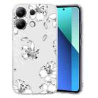 For Xiaomi Redmi Note 13 4G Colored Drawing Pattern Transparent TPU Phone Case(White Flower) - 1