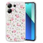 For Xiaomi Redmi Note 13 4G Colored Drawing Pattern Transparent TPU Phone Case(Pink Floral) - 1