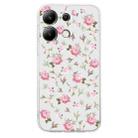 For Xiaomi Redmi Note 13 4G Colored Drawing Pattern Transparent TPU Phone Case(Pink Floral) - 3