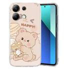 For Xiaomi Redmi Note 13 4G Colored Drawing Pattern Transparent TPU Phone Case(Bear) - 1