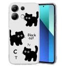 For Xiaomi Redmi Note 13 4G Colored Drawing Pattern Transparent TPU Phone Case(Black Cat) - 1