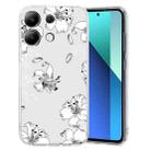 For Xiaomi Redmi Note 13 5G Colored Drawing Pattern Transparent TPU Phone Case(White Flower) - 1