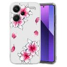 For Xiaomi Redmi Note 13 Pro+ Colored Drawing Pattern Transparent TPU Phone Case(Sakura) - 1