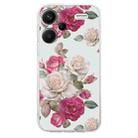 For Xiaomi Redmi Note 13 Pro+ Colored Drawing Pattern Transparent TPU Phone Case(Peony) - 3