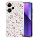 For Xiaomi Redmi Note 13 Pro+ Colored Drawing Pattern Transparent TPU Phone Case(Pink Floral) - 1