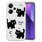 For Xiaomi Redmi Note 13 Pro+ Colored Drawing Pattern Transparent TPU Phone Case(Black Cat) - 1