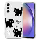 For Samsung Galaxy A25 5G Colored Drawing Pattern Transparent TPU Phone Case(Black Cat) - 1
