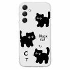For Samsung Galaxy A25 5G Colored Drawing Pattern Transparent TPU Phone Case(Black Cat) - 3