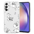 For Samsung Galaxy A35 Colored Drawing Pattern Transparent TPU Phone Case(White Flower) - 1