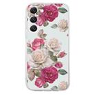 For Samsung Galaxy S23 5G Colored Drawing Pattern Transparent TPU Phone Case(Peony) - 3