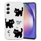 For Samsung Galaxy S23 5G Colored Drawing Pattern Transparent TPU Phone Case(Black Cat) - 1