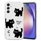 For Samsung Galaxy S23 FE 5G Colored Drawing Pattern Transparent TPU Phone Case(Black Cat) - 1