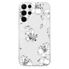 For Samsung Galaxy S23 Ultra 5G Colored Drawing Pattern Transparent TPU Phone Case(White Flower) - 3