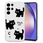 For Samsung Galaxy S23 Ultra 5G Colored Drawing Pattern Transparent TPU Phone Case(Black Cat) - 1