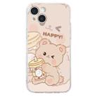 For iPhone 14 Colored Drawing Pattern Transparent TPU Phone Case(Bear) - 3