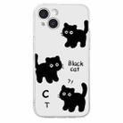 For iPhone 14 Colored Drawing Pattern Transparent TPU Phone Case(Black Cat) - 3