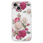For iPhone 14 Plus Colored Drawing Pattern Transparent TPU Phone Case(Peony) - 3