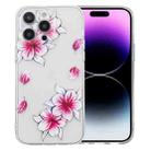 For iPhone 14 Pro Colored Drawing Pattern Transparent TPU Phone Case(Sakura) - 1