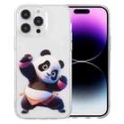 For iPhone 14 Pro Colored Drawing Pattern Transparent TPU Phone Case(Panda) - 1