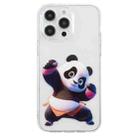 For iPhone 14 Pro Colored Drawing Pattern Transparent TPU Phone Case(Panda) - 3