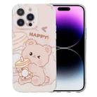 For iPhone 14 Pro Colored Drawing Pattern Transparent TPU Phone Case(Bear) - 1