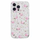 For iPhone 14 Pro Max Colored Drawing Pattern Transparent TPU Phone Case(Pink Floral) - 3