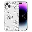 For iPhone 15 Colored Drawing Pattern Transparent TPU Phone Case(White Flower) - 1