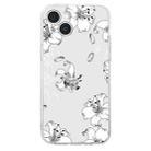 For iPhone 15 Colored Drawing Pattern Transparent TPU Phone Case(White Flower) - 3