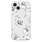For iPhone 15 Plus Colored Drawing Pattern Transparent TPU Phone Case(White Flower) - 3