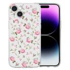 For iPhone 15 Plus Colored Drawing Pattern Transparent TPU Phone Case(Pink Floral) - 1