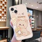 For iPhone 15 Plus Colored Drawing Pattern Transparent TPU Phone Case(Bear) - 2
