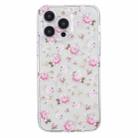 For iPhone 15 Pro Colored Drawing Pattern Transparent TPU Phone Case(Pink Floral) - 3