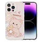 For iPhone 15 Pro Colored Drawing Pattern Transparent TPU Phone Case(Bear) - 1