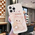 For iPhone 15 Pro Colored Drawing Pattern Transparent TPU Phone Case(Bear) - 2