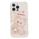 For iPhone 15 Pro Colored Drawing Pattern Transparent TPU Phone Case(Bear) - 3