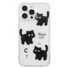 For iPhone 15 Pro Colored Drawing Pattern Transparent TPU Phone Case(Black Cat) - 3