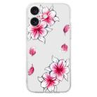 For iPhone 16 Colored Drawing Pattern Transparent TPU Phone Case(Sakura) - 3