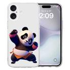 For iPhone 16 Colored Drawing Pattern Transparent TPU Phone Case(Panda) - 1