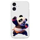 For iPhone 16 Colored Drawing Pattern Transparent TPU Phone Case(Panda) - 3