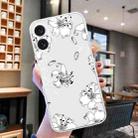 For iPhone 16 Colored Drawing Pattern Transparent TPU Phone Case(White Flower) - 2