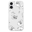 For iPhone 16 Colored Drawing Pattern Transparent TPU Phone Case(White Flower) - 3
