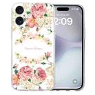 For iPhone 16 Colored Drawing Pattern Transparent TPU Phone Case(Rose) - 1