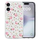 For iPhone 16 Colored Drawing Pattern Transparent TPU Phone Case(Pink Floral) - 1