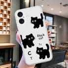 For iPhone 16 Colored Drawing Pattern Transparent TPU Phone Case(Black Cat) - 2