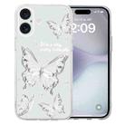 For iPhone 16 Colored Drawing Pattern Transparent TPU Phone Case(Butterflies) - 1